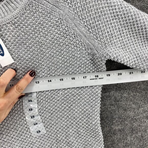 New Old Navy Sweater Pullover Women XS Gray Knit Crew Neck Long Sleeve Cotton - Picture 7 of 9